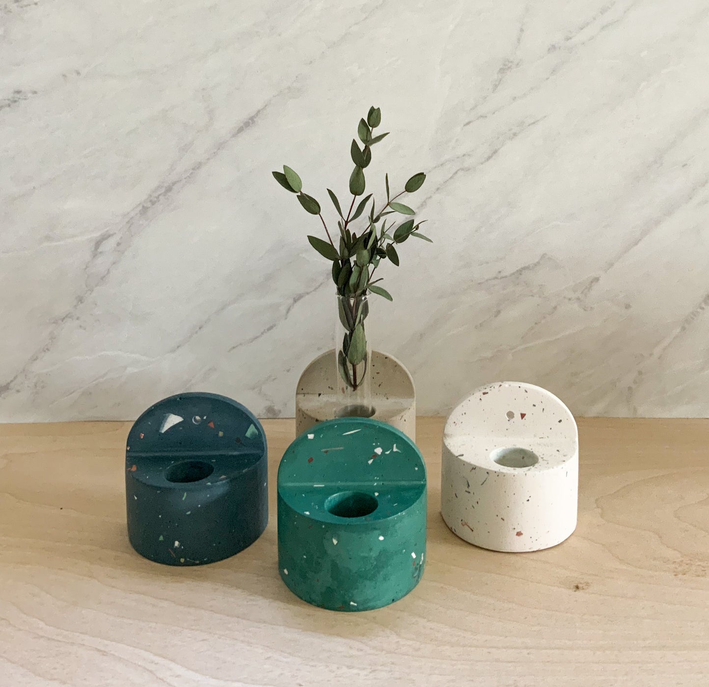 Terrazzo Wall Vase - Arch Hanging Bud Vase, Boho Botanical Decor