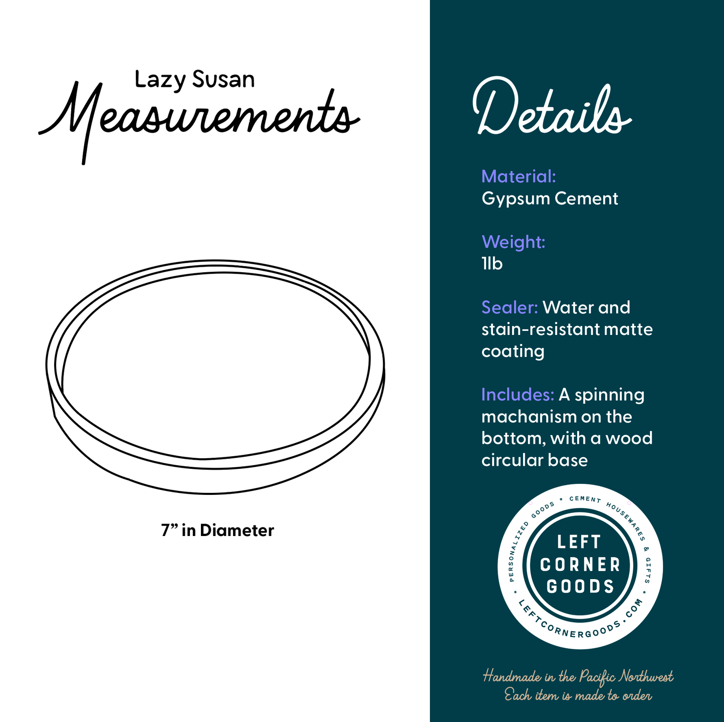 Terrazzo Lazy Susan Turntable round 7" | Cement home decor | Circular Tray for kitchen (Copy)