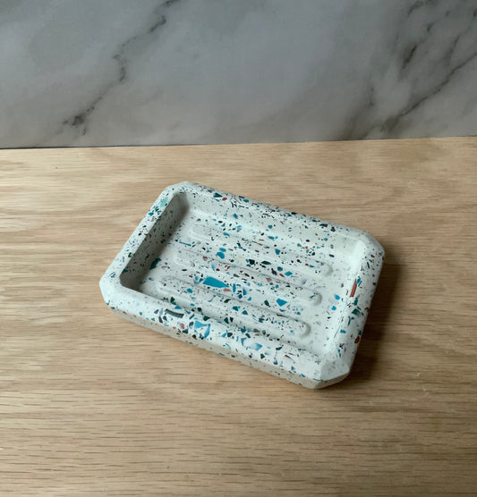 Terrazzo Stone Soap Dish | modern bathroom decor