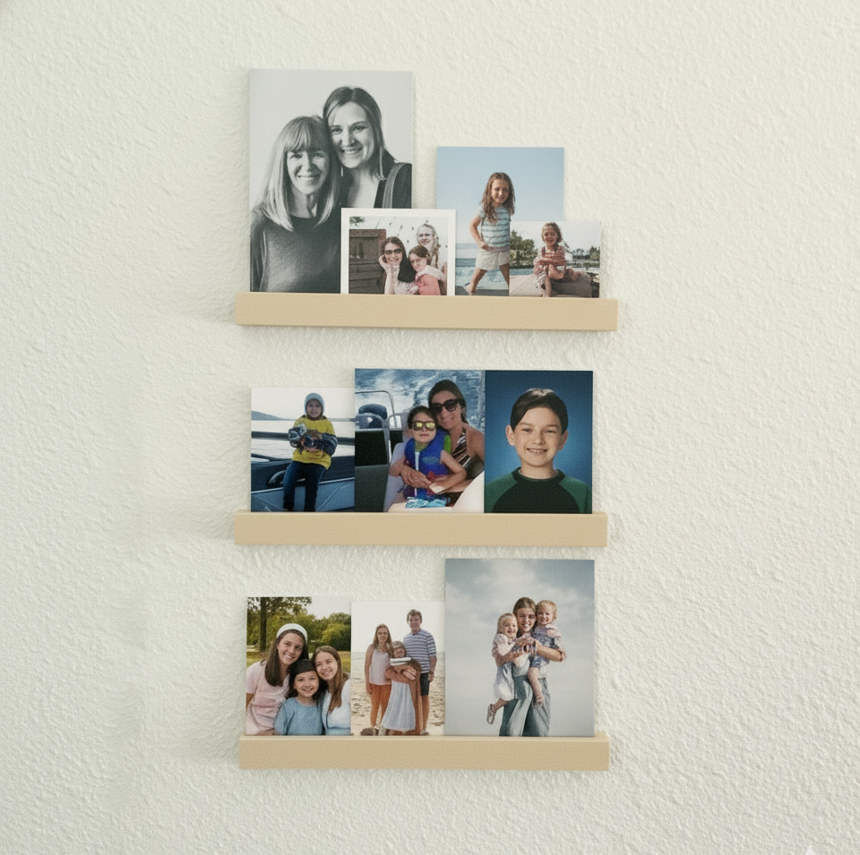 Modular Picture Ledge Shelf - 12 Inch Interlocking Wall Display Rail for Photo Gallery Art