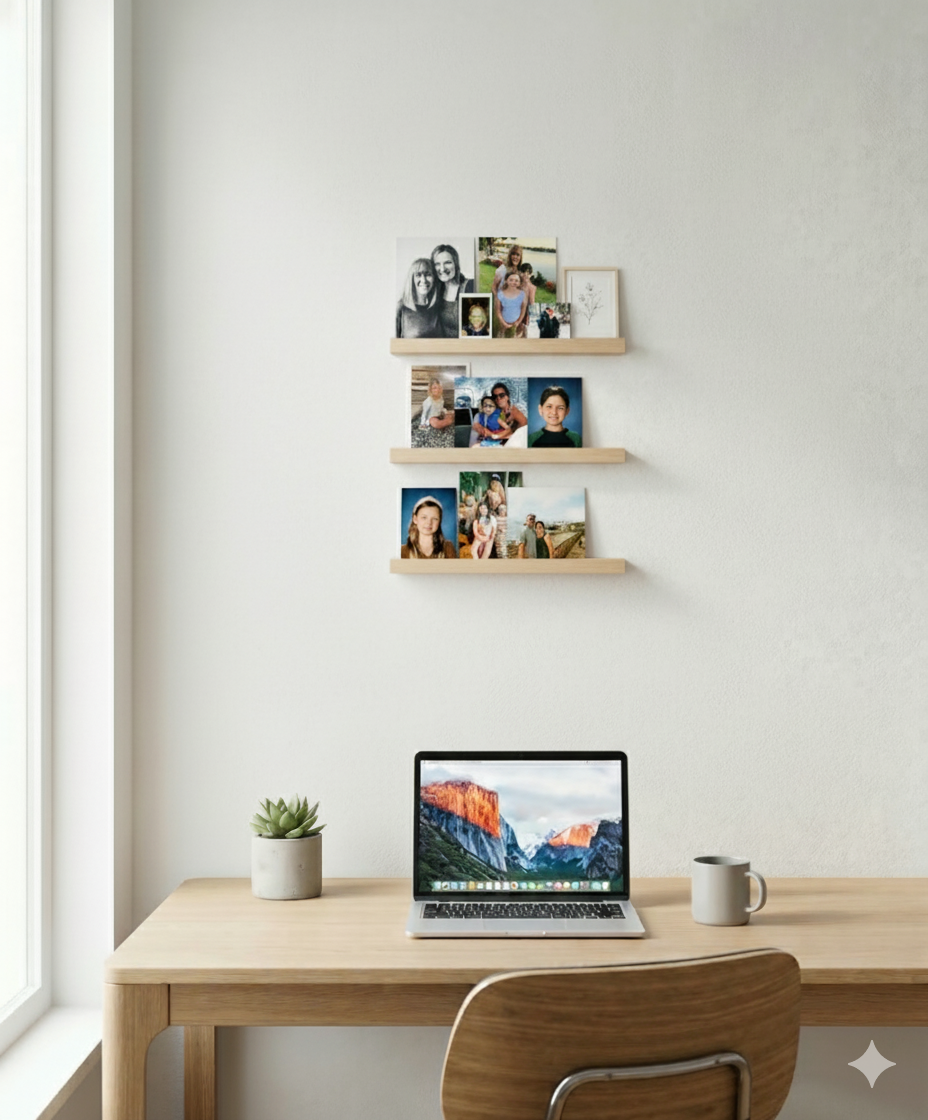 Modular Picture Ledge Shelf - 12 Inch Interlocking Wall Display Rail for Photo Gallery Art