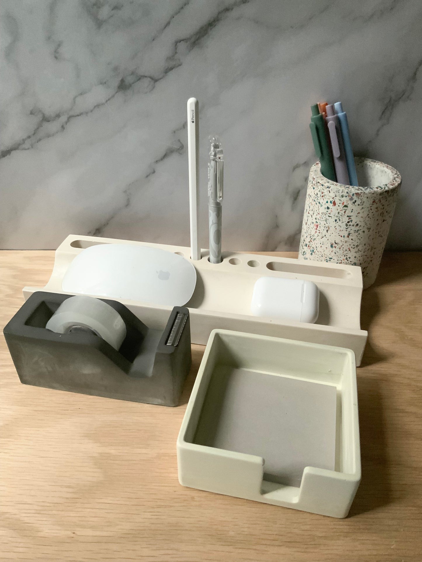 Tape Dispenser Terrazzo for Desk, Modern Concrete Office Decor