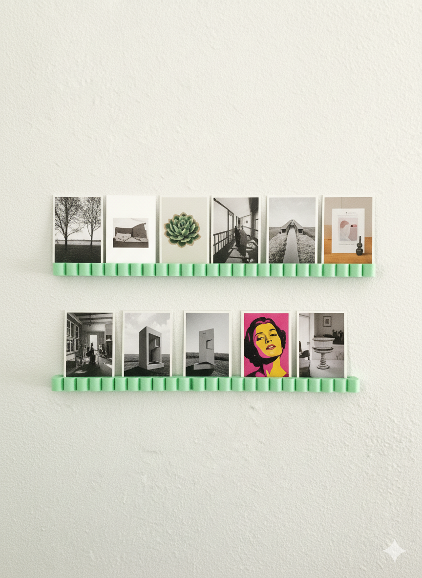 Fluted Picture Ledge - Scalloped 3D Printed Wall Shelf - Modular Interlocking Gallery Rail for Modern Home Decor
