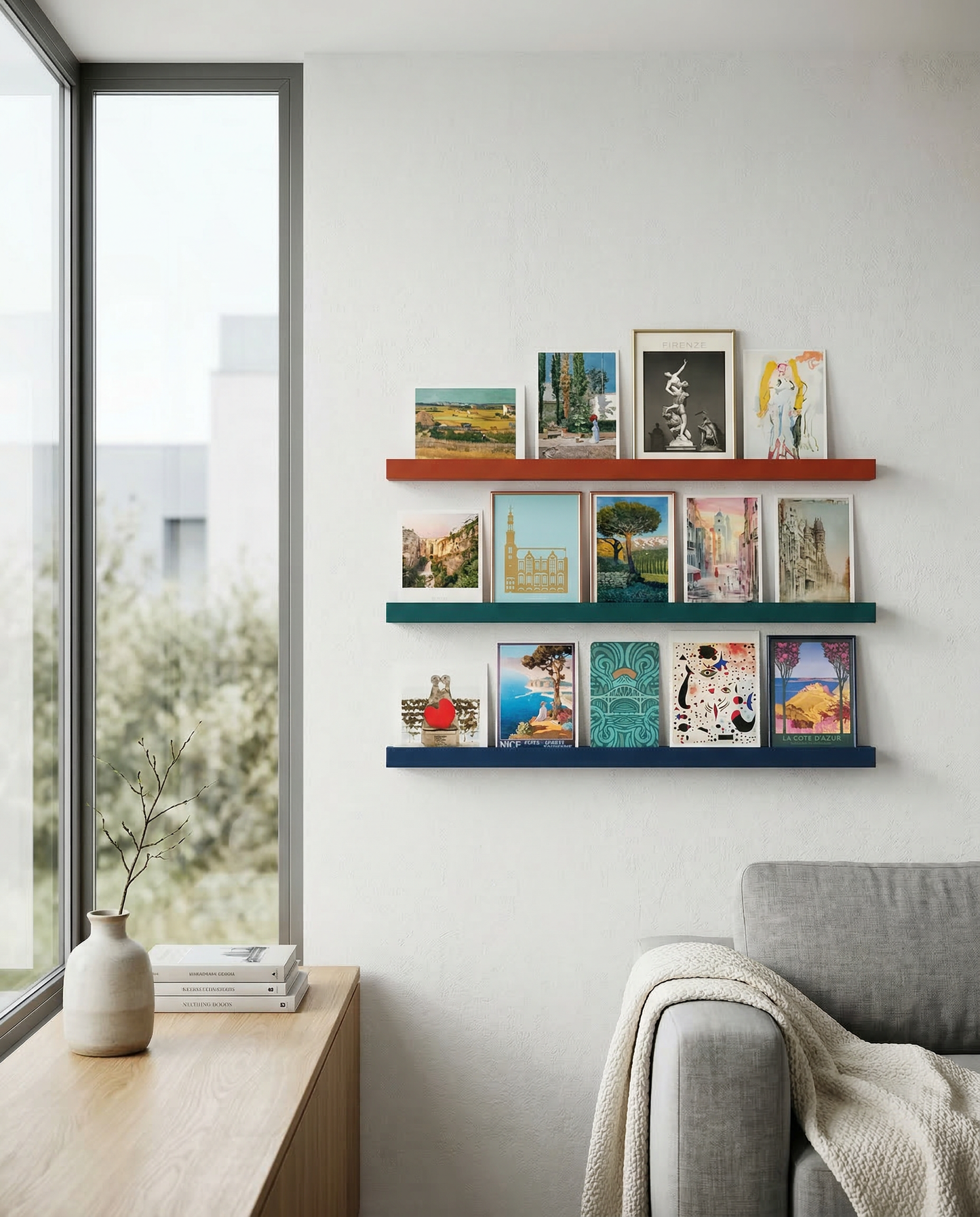 Modular Picture Ledge Shelf - 12 Inch Interlocking Wall Display Rail for Photo Gallery Art