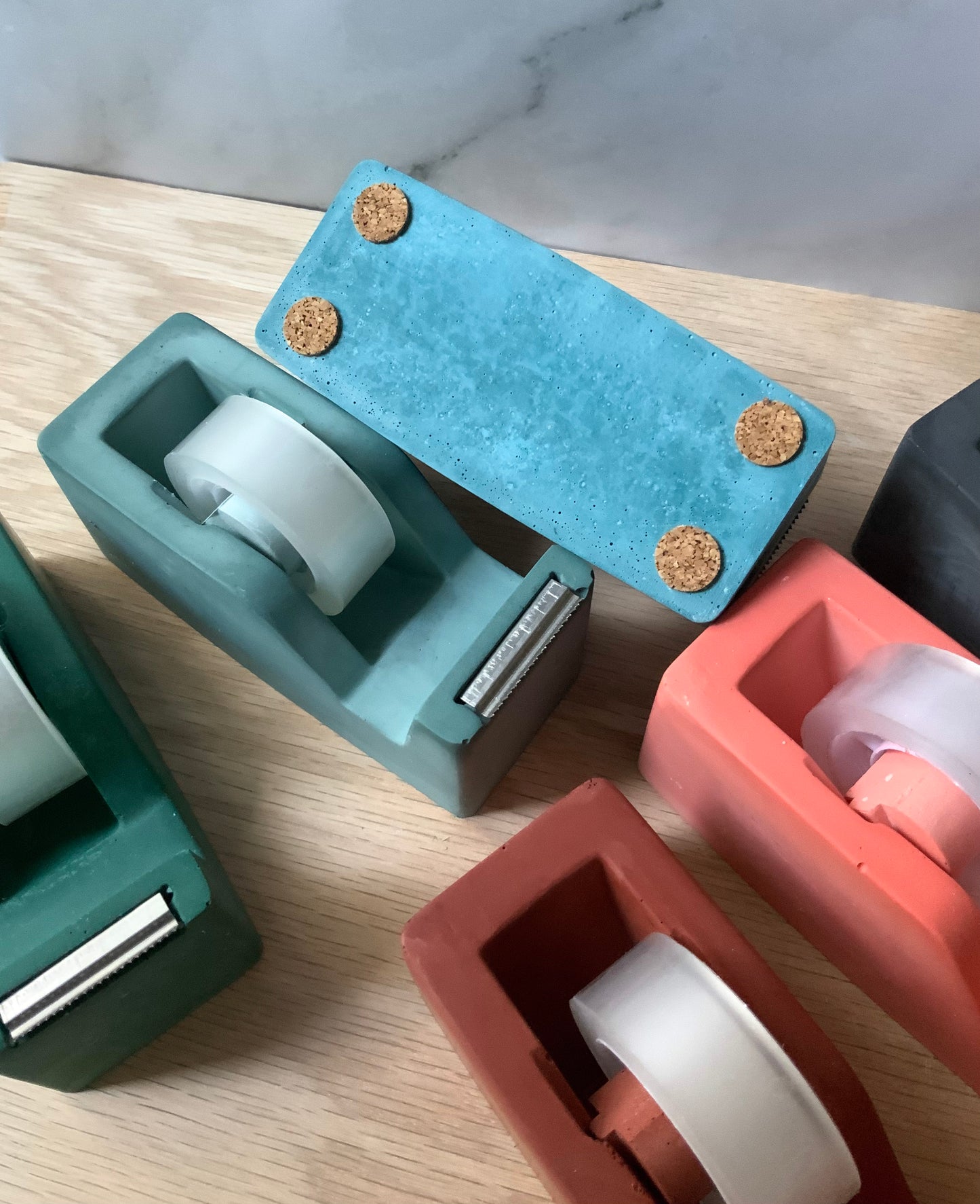 Tape Dispenser Terrazzo for Desk, Modern Concrete Office Decor