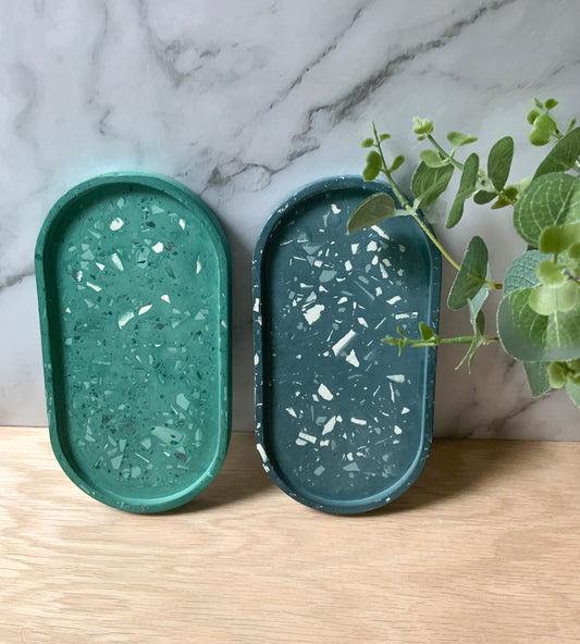 Terrazzo Concrete Oval Tray | candle tray | trinket tray modern