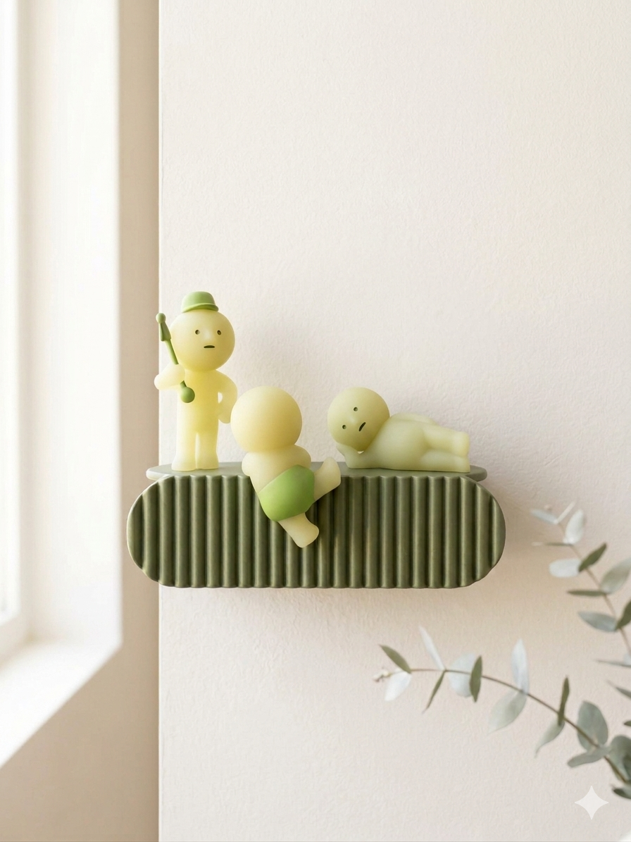 Reversible Fluted Wall Shelf - 6" & 12" Pop Mart Smiski Display Ledge Mini Nordic 3D Printed Collectibles Dovetail Mount