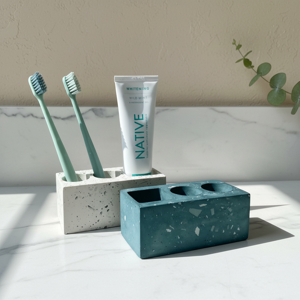 Terrazzo Modern Stone Bathroom Organizer | Terrazzo Concrete Gypsum decor