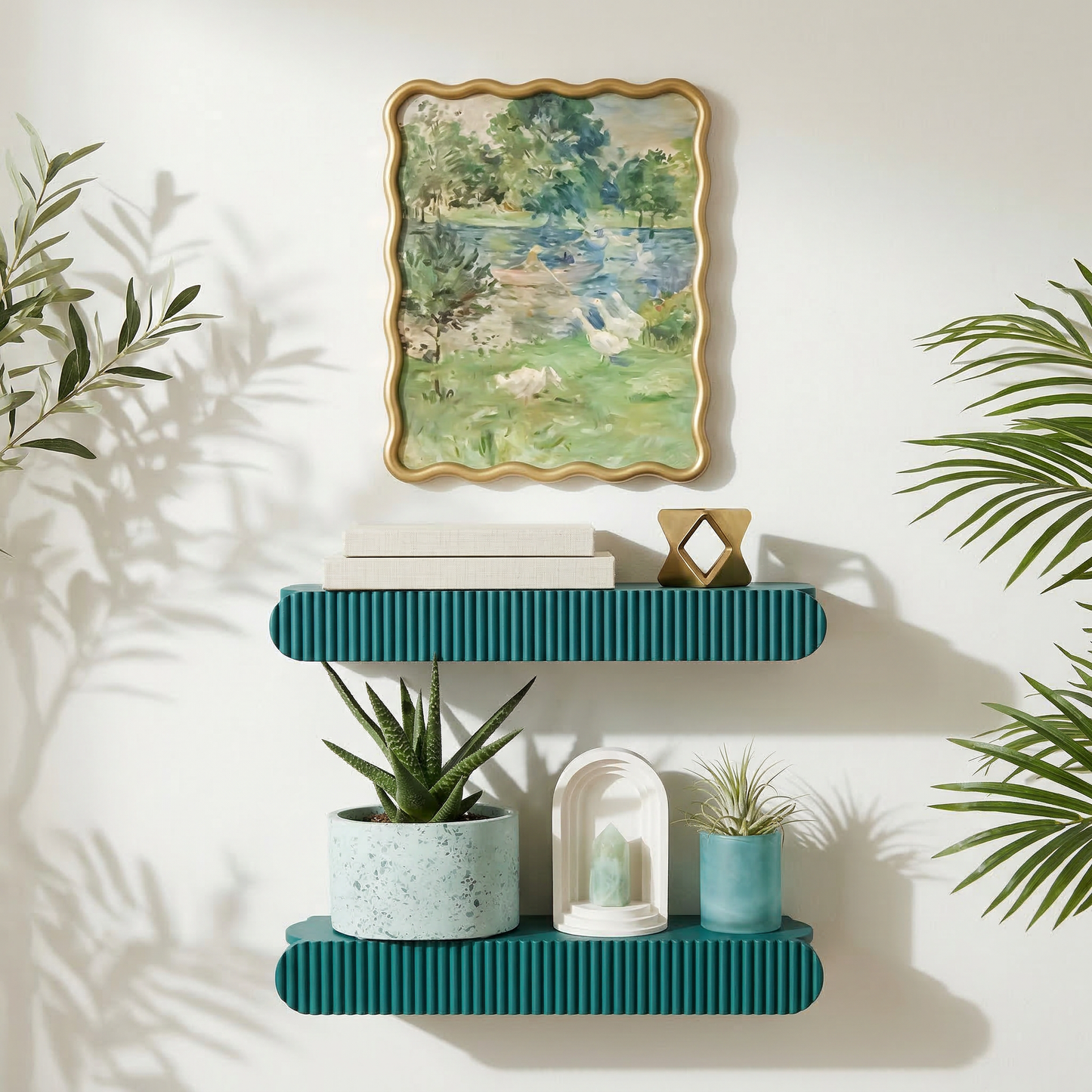 Reversible Fluted Wall Shelf - 6" & 12" Pop Mart Smiski Display Ledge Mini Nordic 3D Printed Collectibles Dovetail Mount