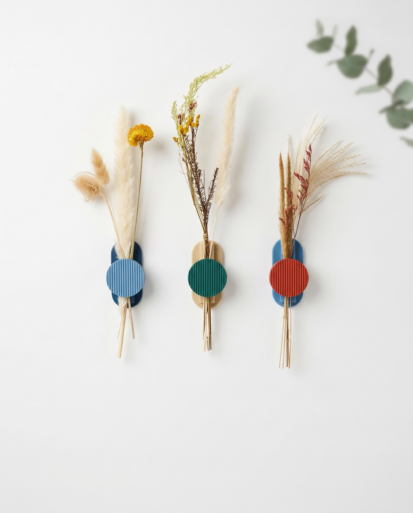 Fluted Wall Vase for Dried Flowers | Modern Sculptural 3D Printed Stem Decor | Anthropologie Style Minimalist Art