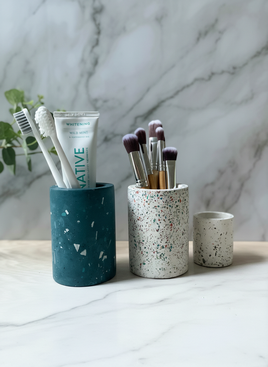 Terrazzo Storage Cup Pen Pot | Modern Desk Storage | Bathroom Storage | Concrete home decor | Bath accessories