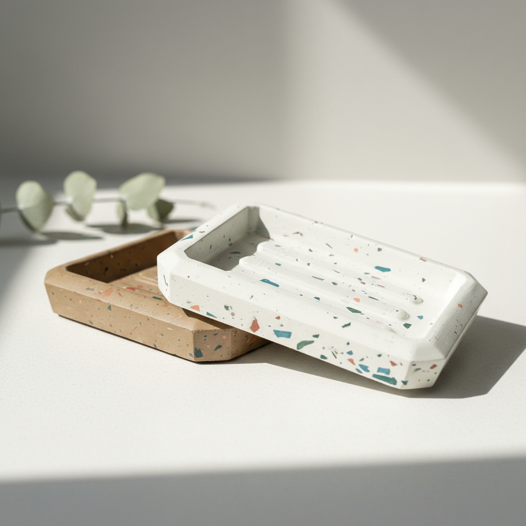 Terrazzo Stone Soap Dish | modern bathroom decor