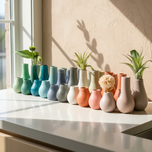 Concrete Mini Bud Vases, Miniature Vase, Small Flower Vase