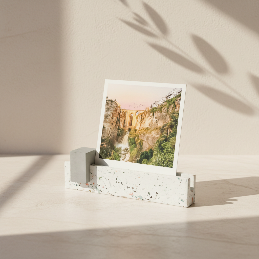 Terrazzo Business card Holder | photo stand set concrete stone | Modern picture frame cement