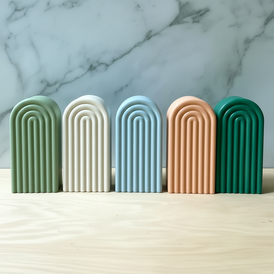 Colorful Cement Arch Bookend Set for Modern Homes and Minimalist Decor