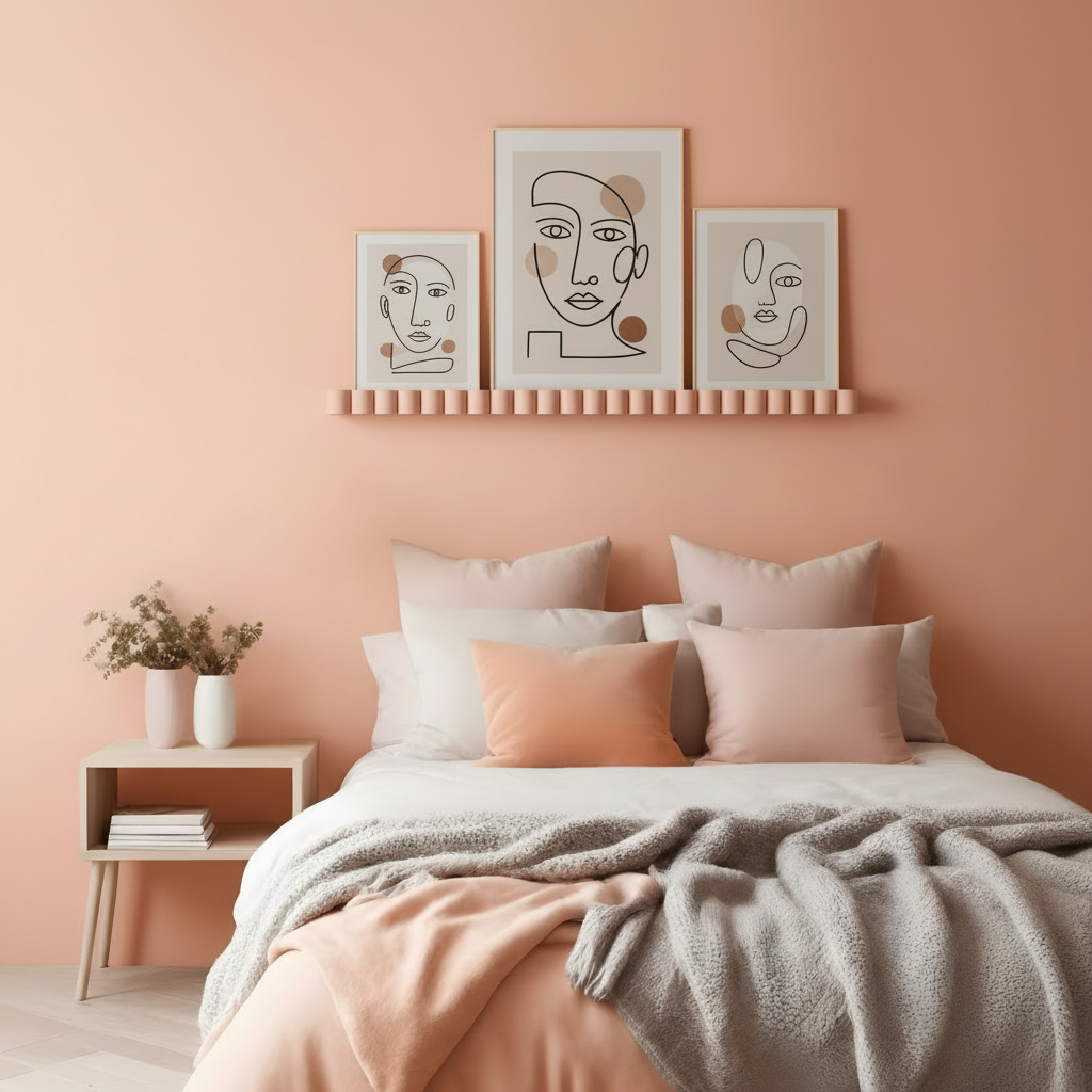 Fluted Picture Ledge - Scalloped 3D Printed Wall Shelf - Modular Interlocking Gallery Rail for Modern Home Decor