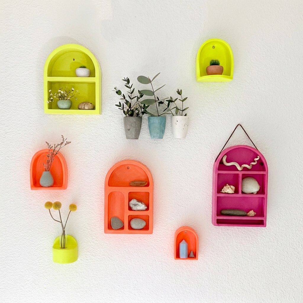 Neon Wall Niche Shelf - Mini Altar Arch for Crystals, Air Plants & Trinkets