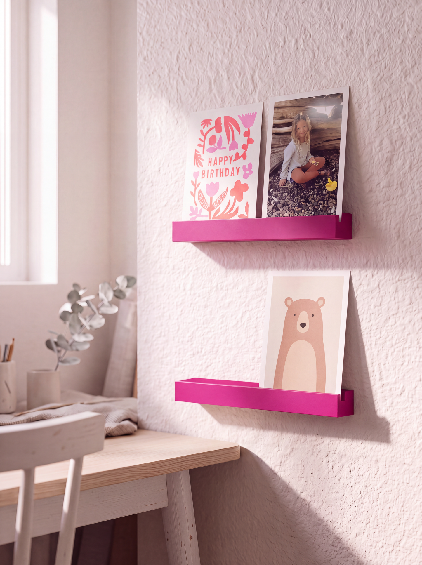 8" Mini Picture Ledge | Modern Photo Rail for Postcards & Prints | 3D Printed Wall Display Shelf