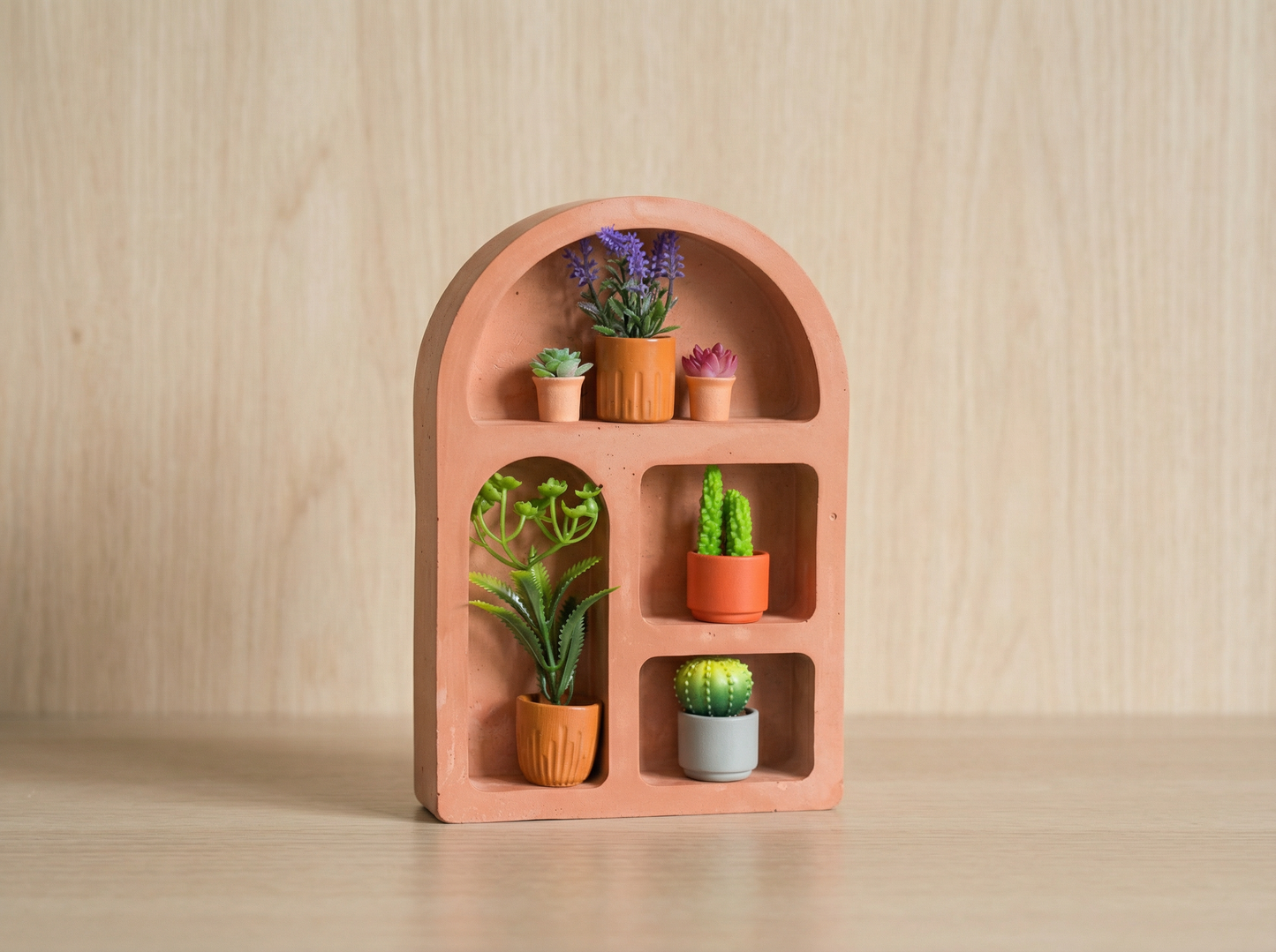 Minimalist Cement Arch Wall Smiski Display Shelf for Mini Figures, Modern Wall Decor