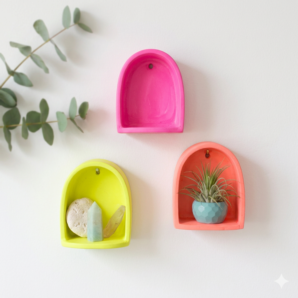 Neon Wall Niche Shelf - Mini Altar Arch for Crystals, Air Plants & Trinkets