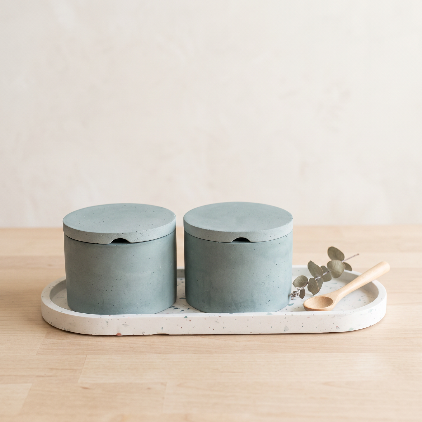 Large Salt Cellar - Modern Handmade Cement Pinch Pot, Kitchen Counter Salt Keeper & Spice Container