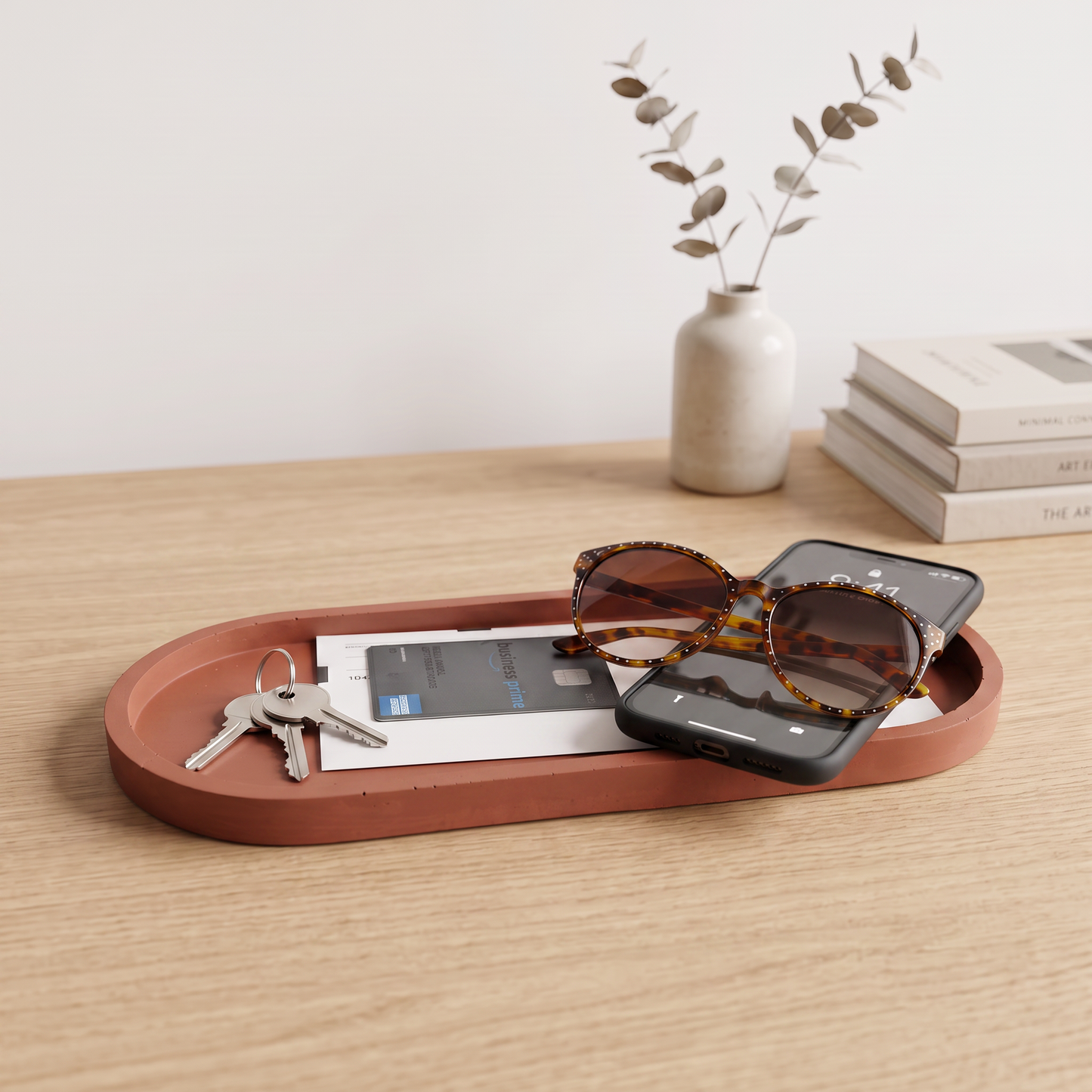 XL Concrete Catch All Tray - Handmade Cement Decorative Tray for Entryway, Coffee Table, Bathroom & Bedside Organization
