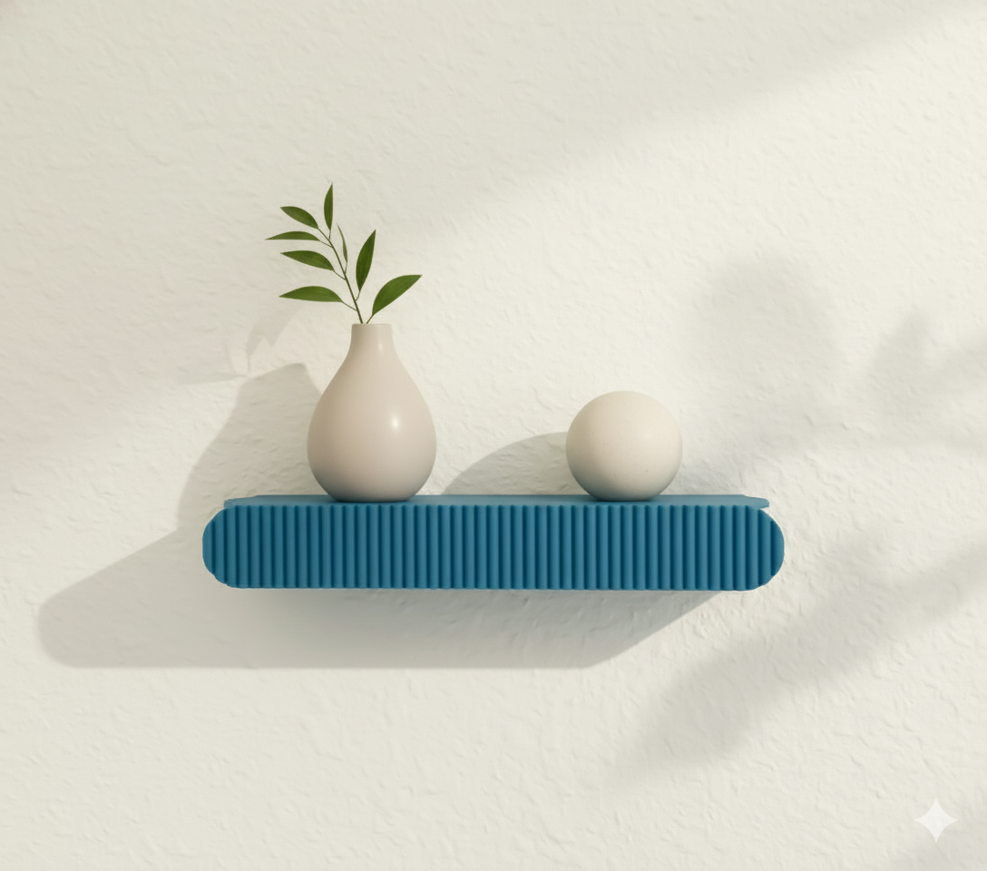 Reversible Fluted Wall Shelf - 6" & 12" Pop Mart Smiski Display Ledge Mini Nordic 3D Printed Collectibles Dovetail Mount