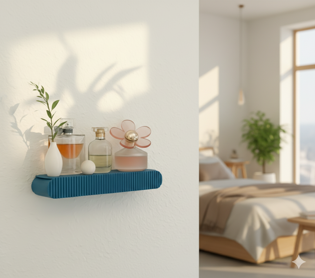 Reversible Fluted Wall Shelf - 6" & 12" Pop Mart Smiski Display Ledge Mini Nordic 3D Printed Collectibles Dovetail Mount