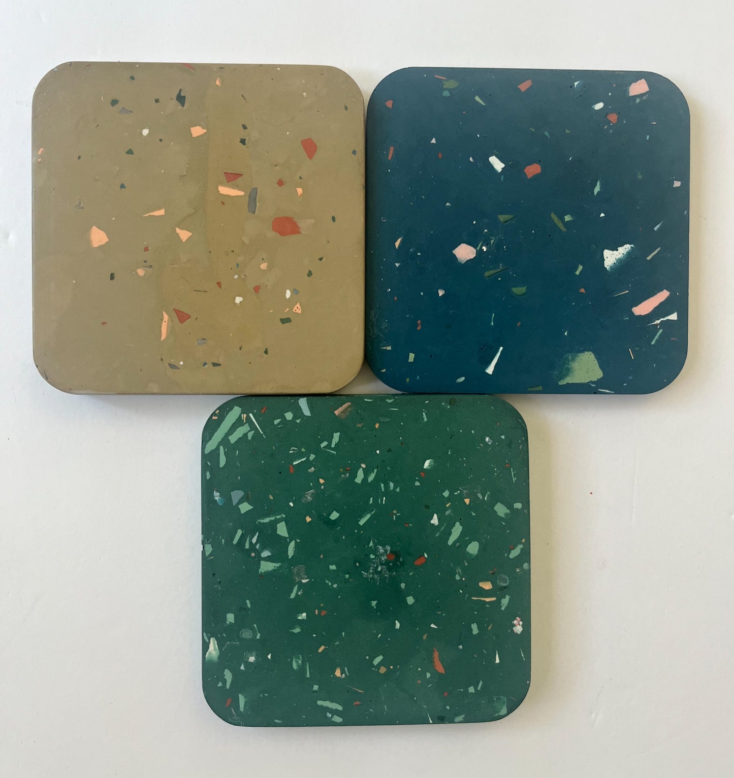 Terrazzo Coaster Set Gypsum Cement | Square modern coaster set of 4 | Neutral Coasters | Housewarming gift