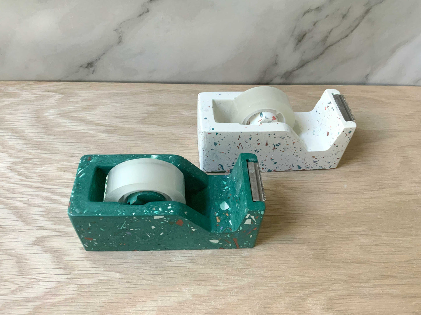 Tape Dispenser Terrazzo for Desk, Modern Concrete Office Decor