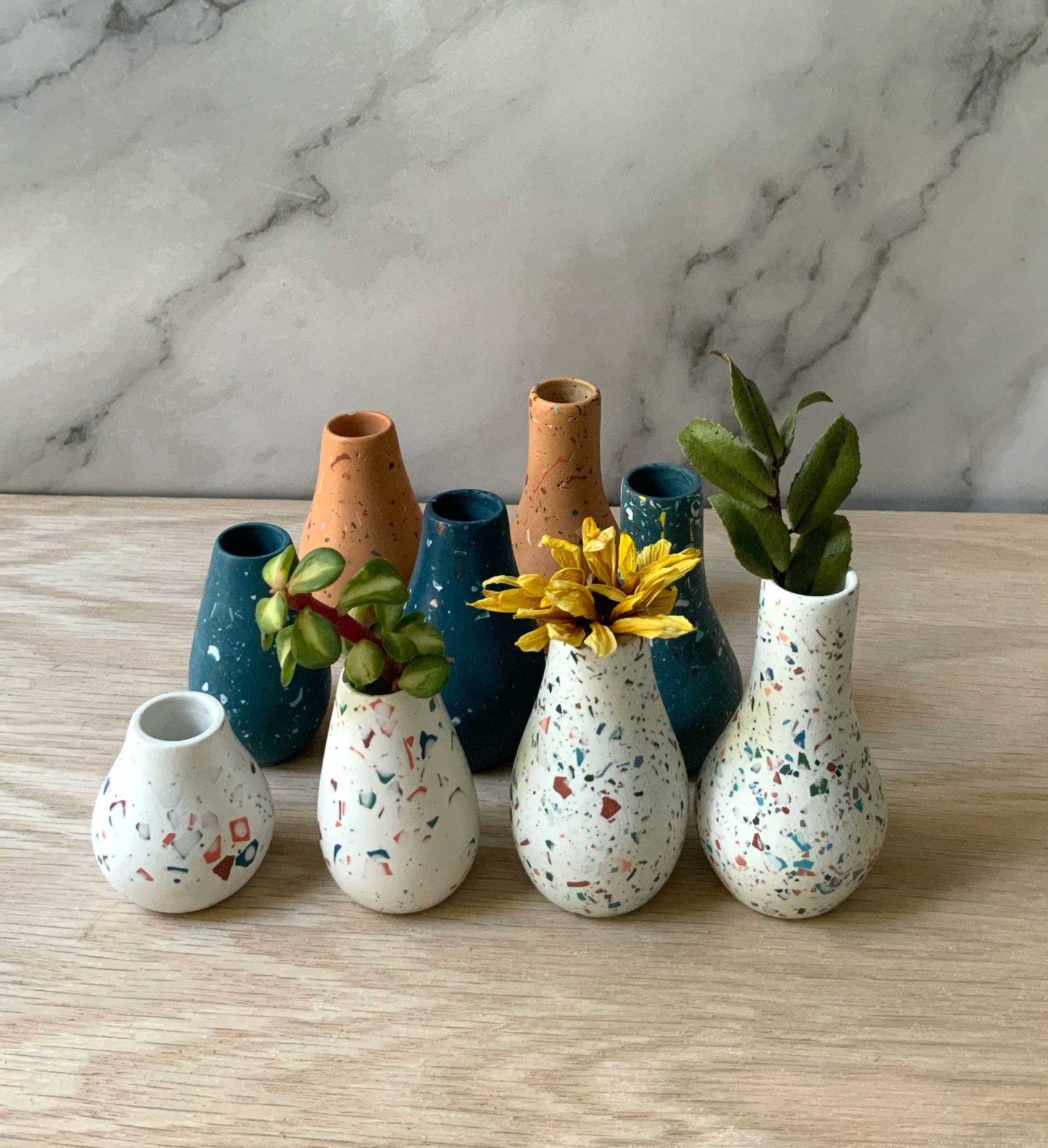 Miniature Bud Vases Terrazzo | Gypsum Cement | Small Flower Vases | Air Plant Holders | Concrete home decor