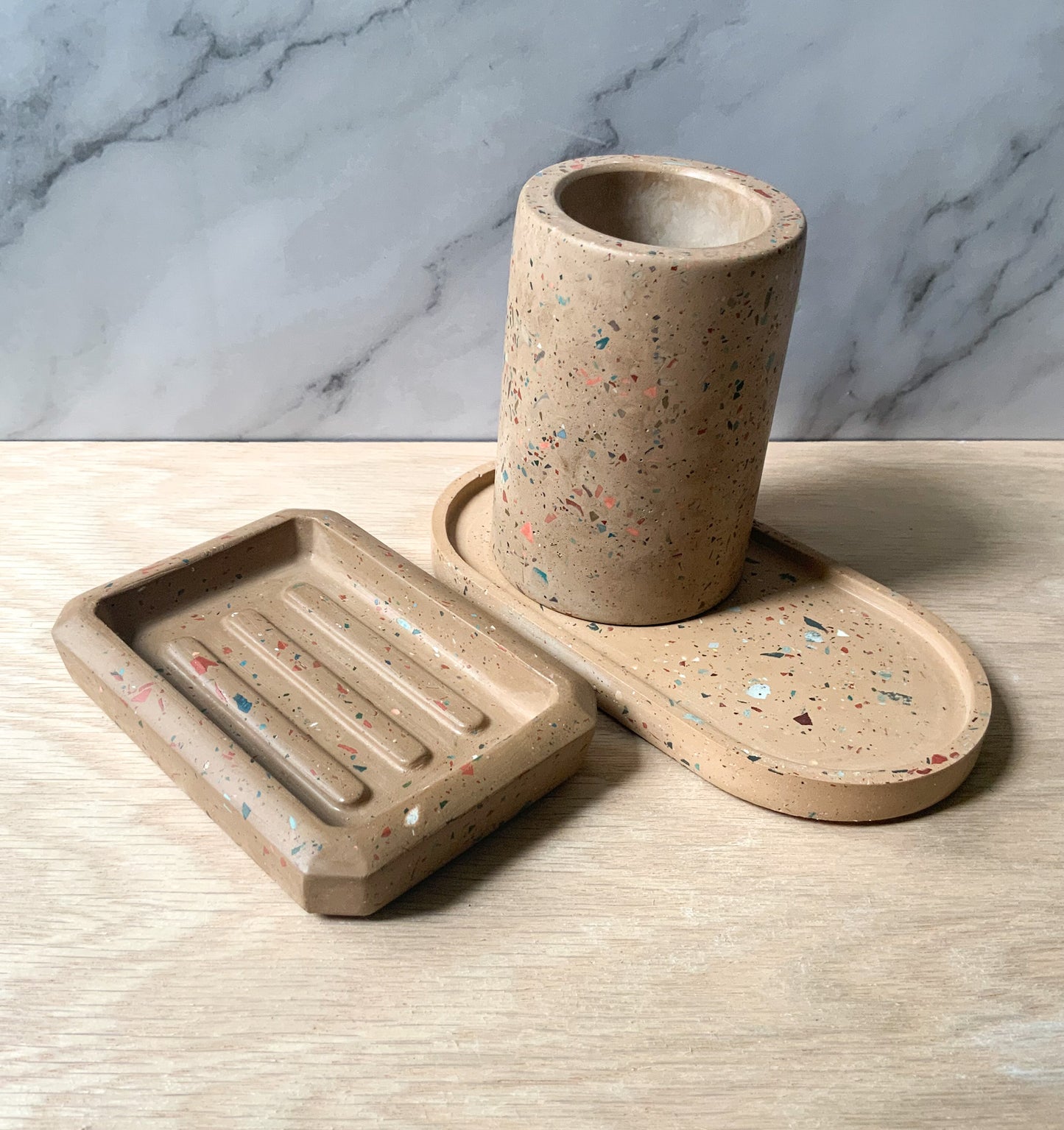 Terrazzo Stone Soap Dish | modern bathroom decor