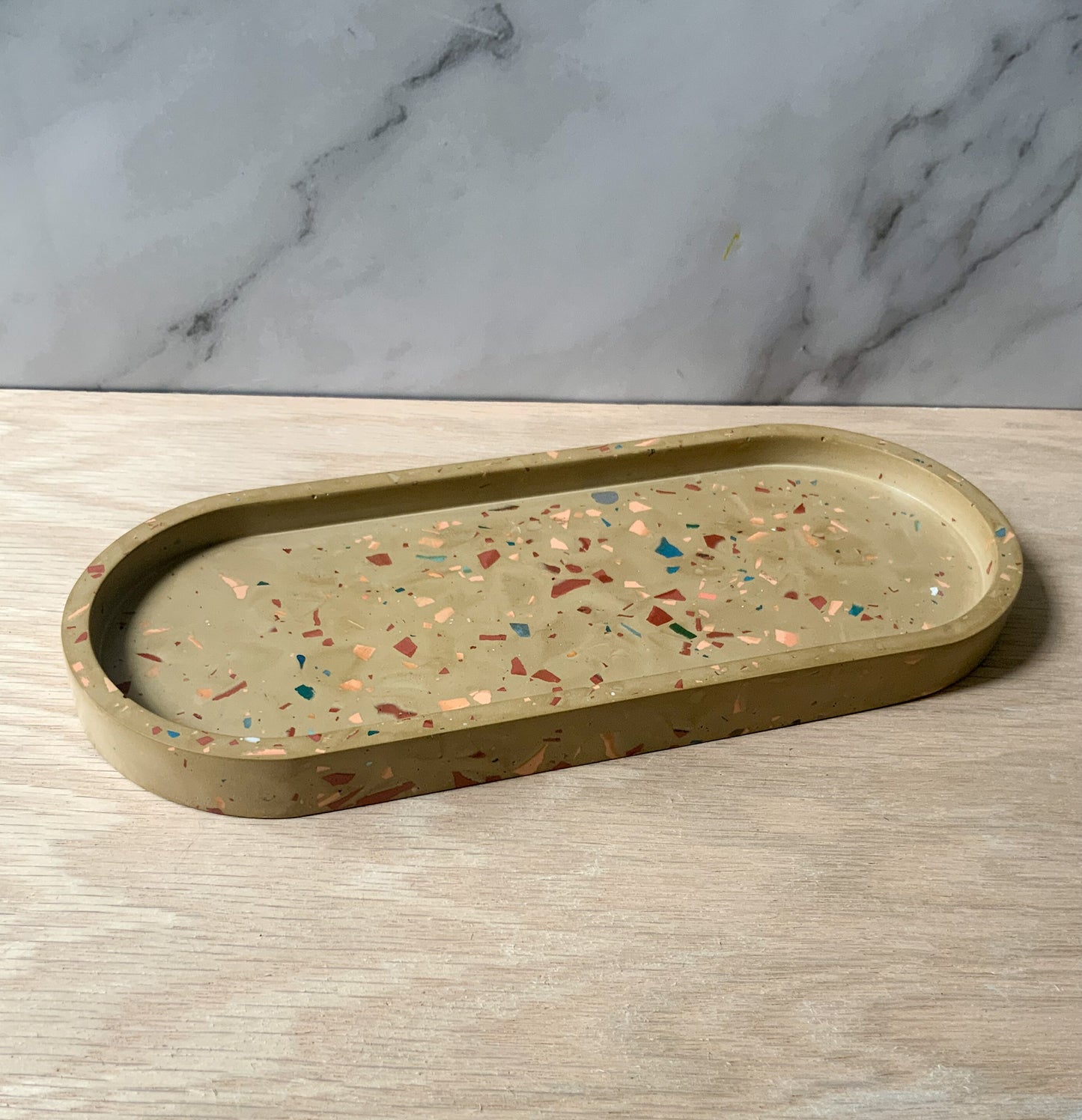 Terrazzo Oval Catch-all Tray Large | Decorative Tray | Pill tray home decor