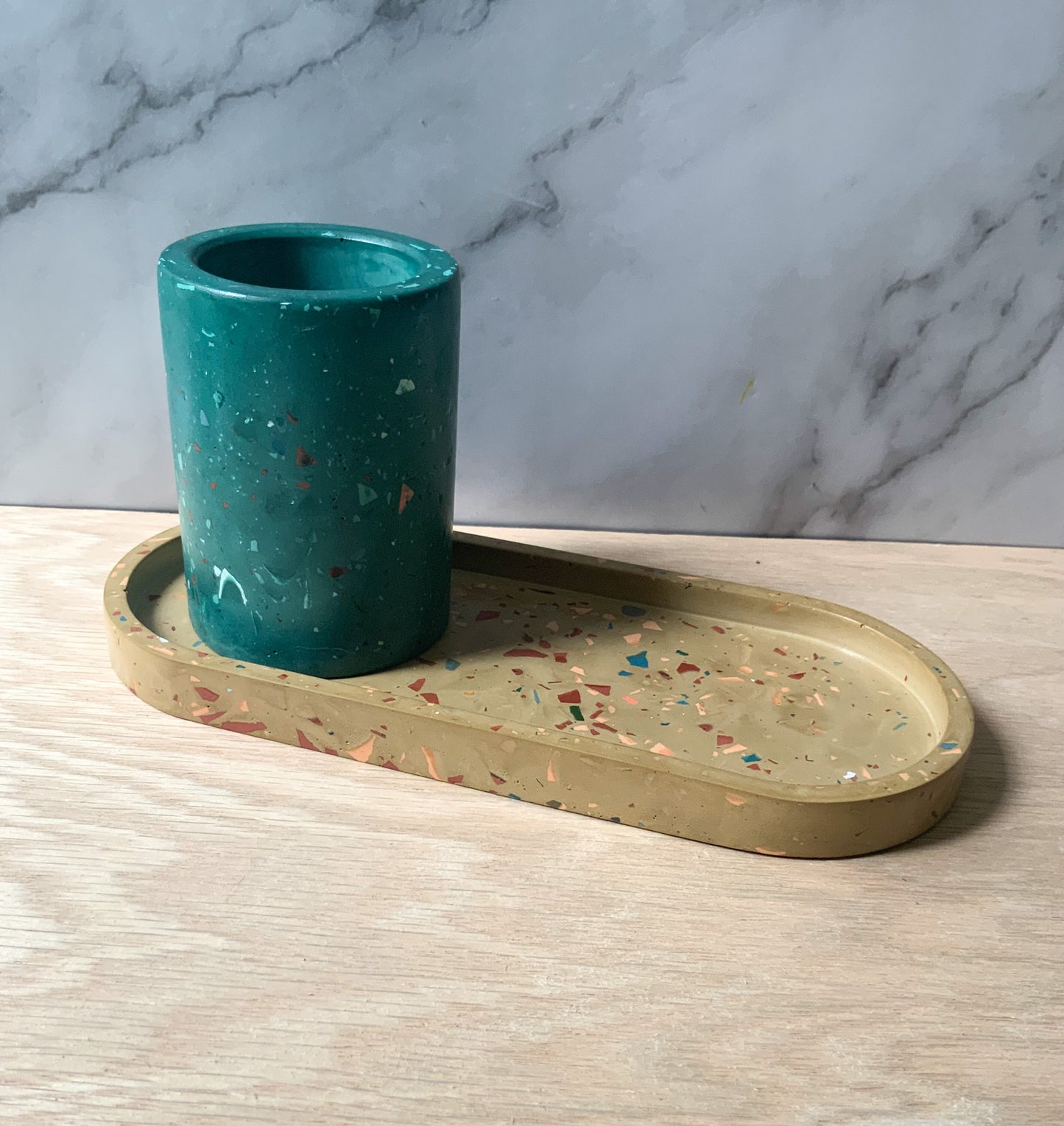 Terrazzo Oval Catch-all Tray Large | Decorative Tray | Pill tray home decor