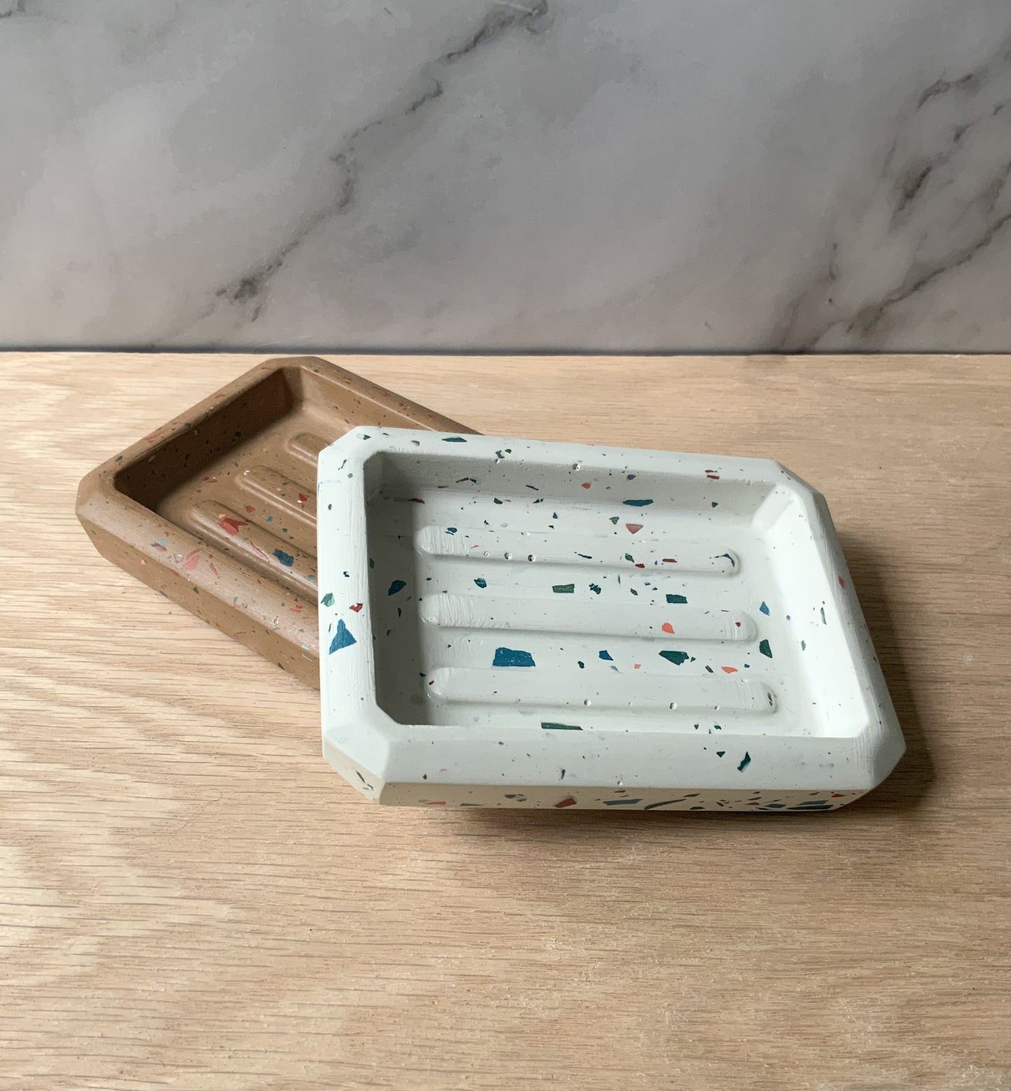 Terrazzo Stone Soap Dish | modern bathroom decor