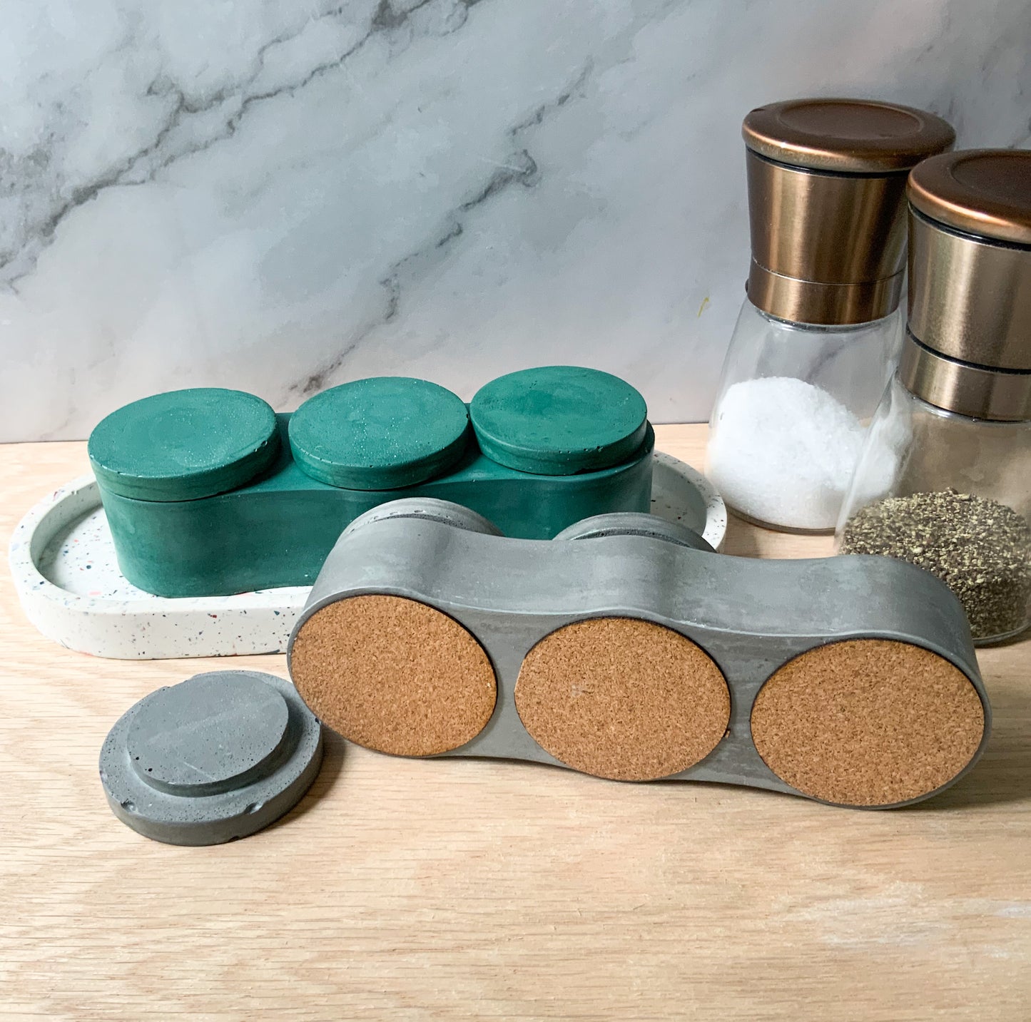 Stone storage salt and pepper container