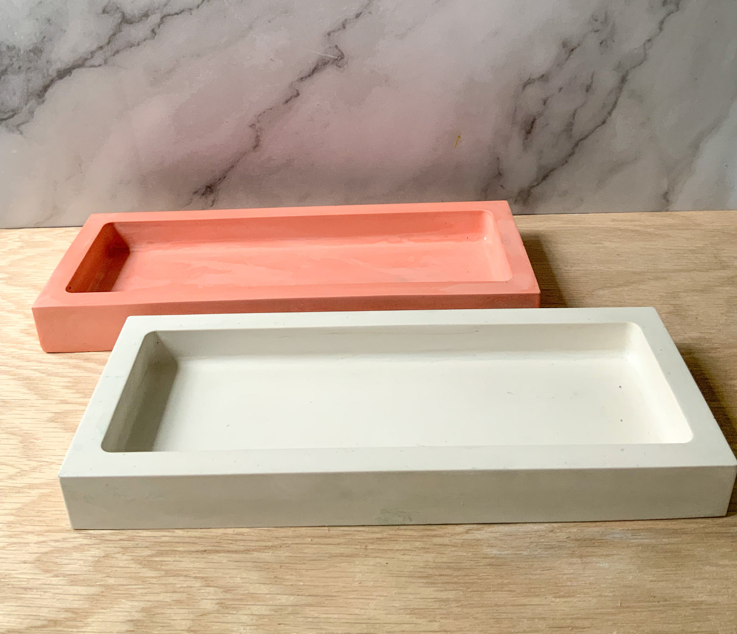 Concrete rectangle Tray Large | Candle or Soap Trivet | Modern Catchall Tray | Bathroom Tray