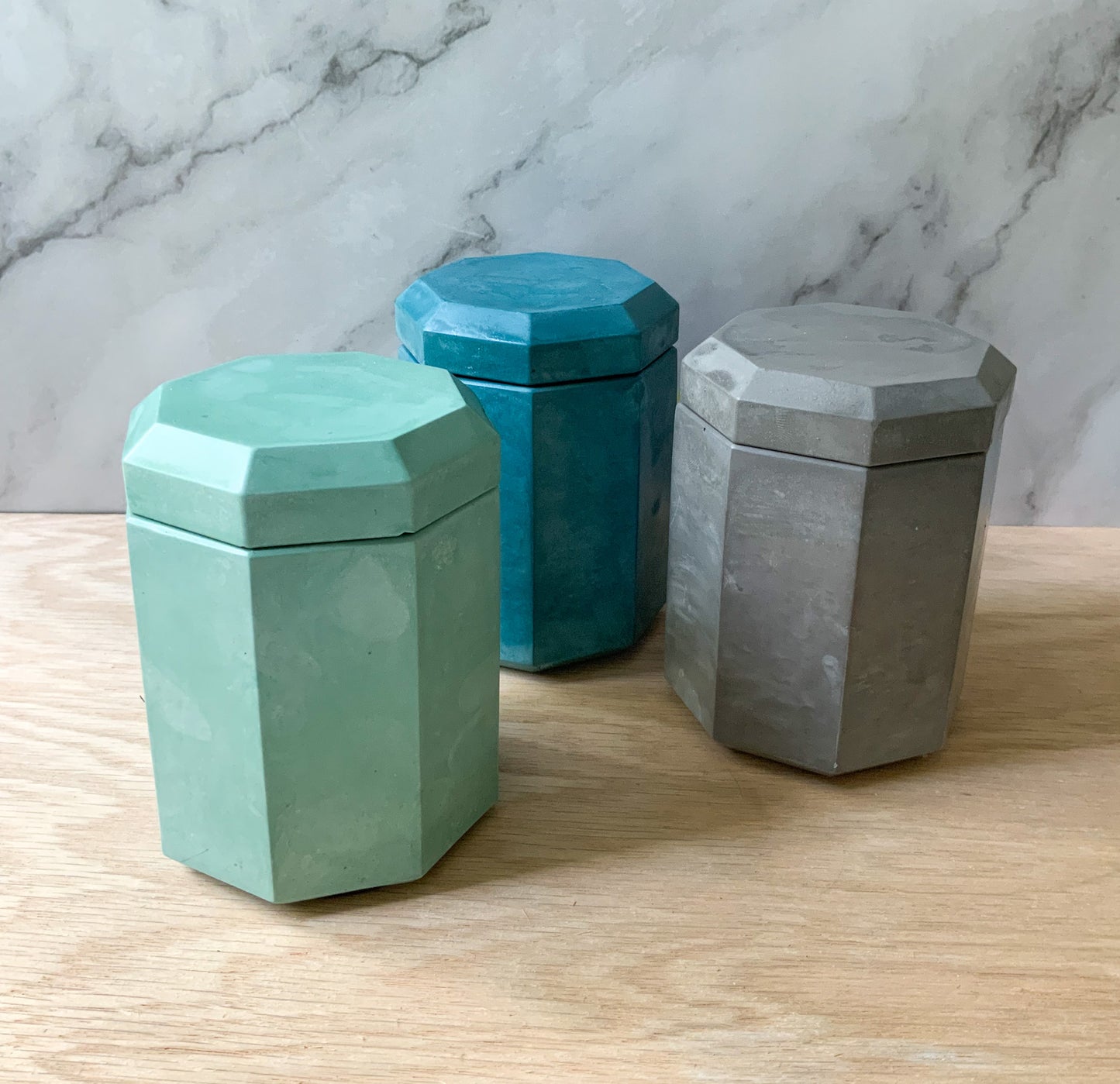 Storage Container stone | Gypsum Cement bathroom organizer | Jewelry Storage | Concrete Jar With Lid | Cotton pad storage