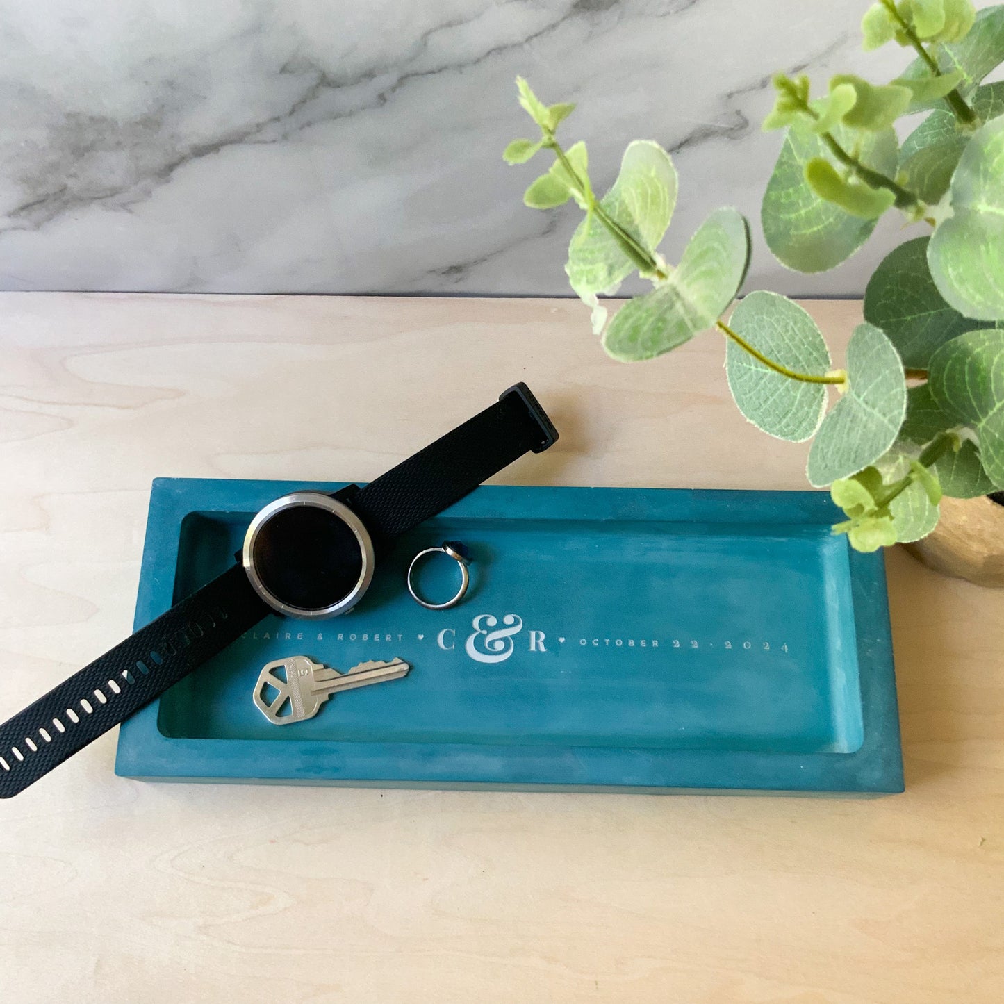 Concrete rectangle Tray Large | Candle or Soap Trivet | Modern Catchall Tray | Bathroom Tray