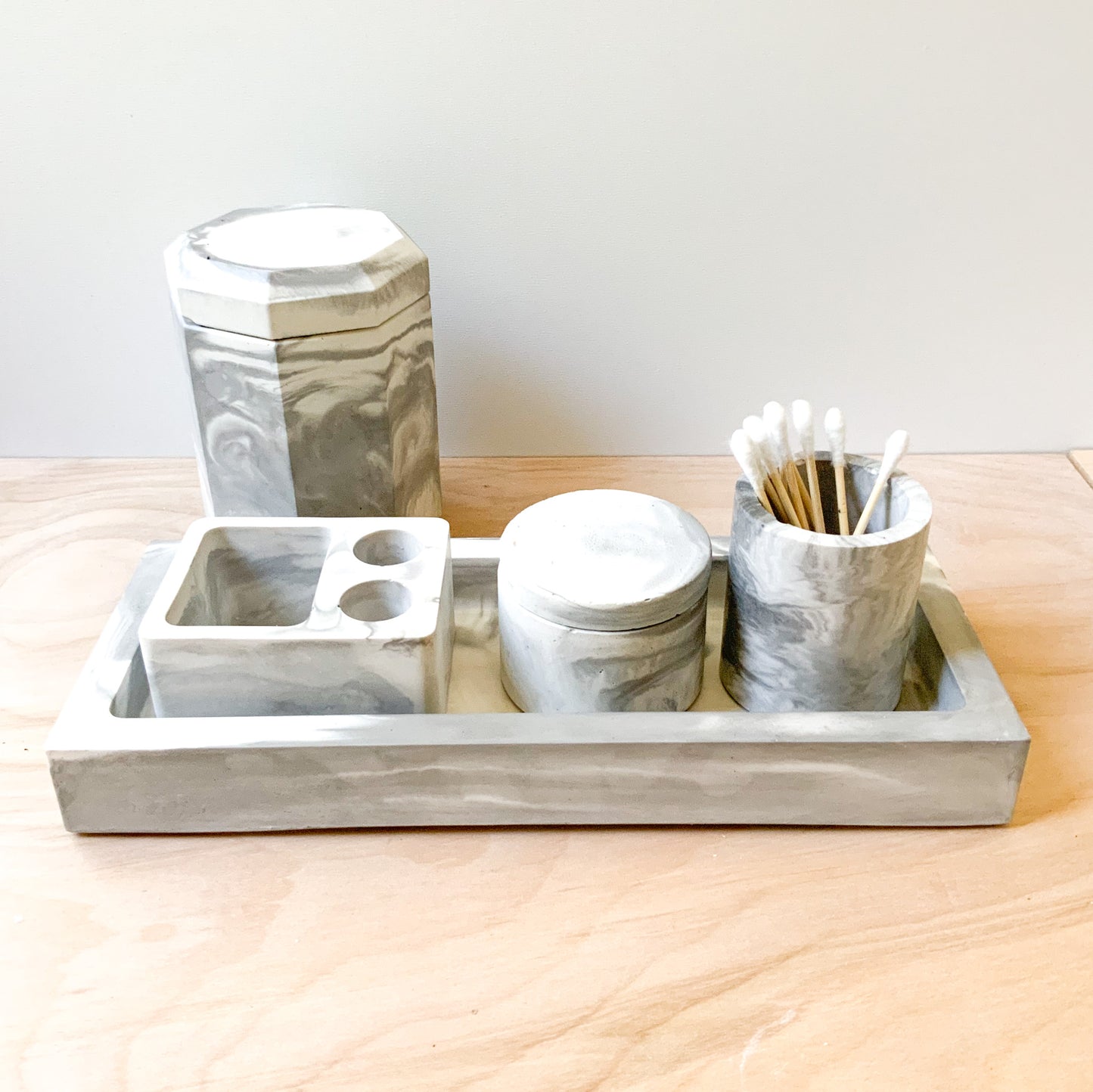 Large Modern Concrete Rectangle Tray for Bathroom Candle Trinket Catchall Storage