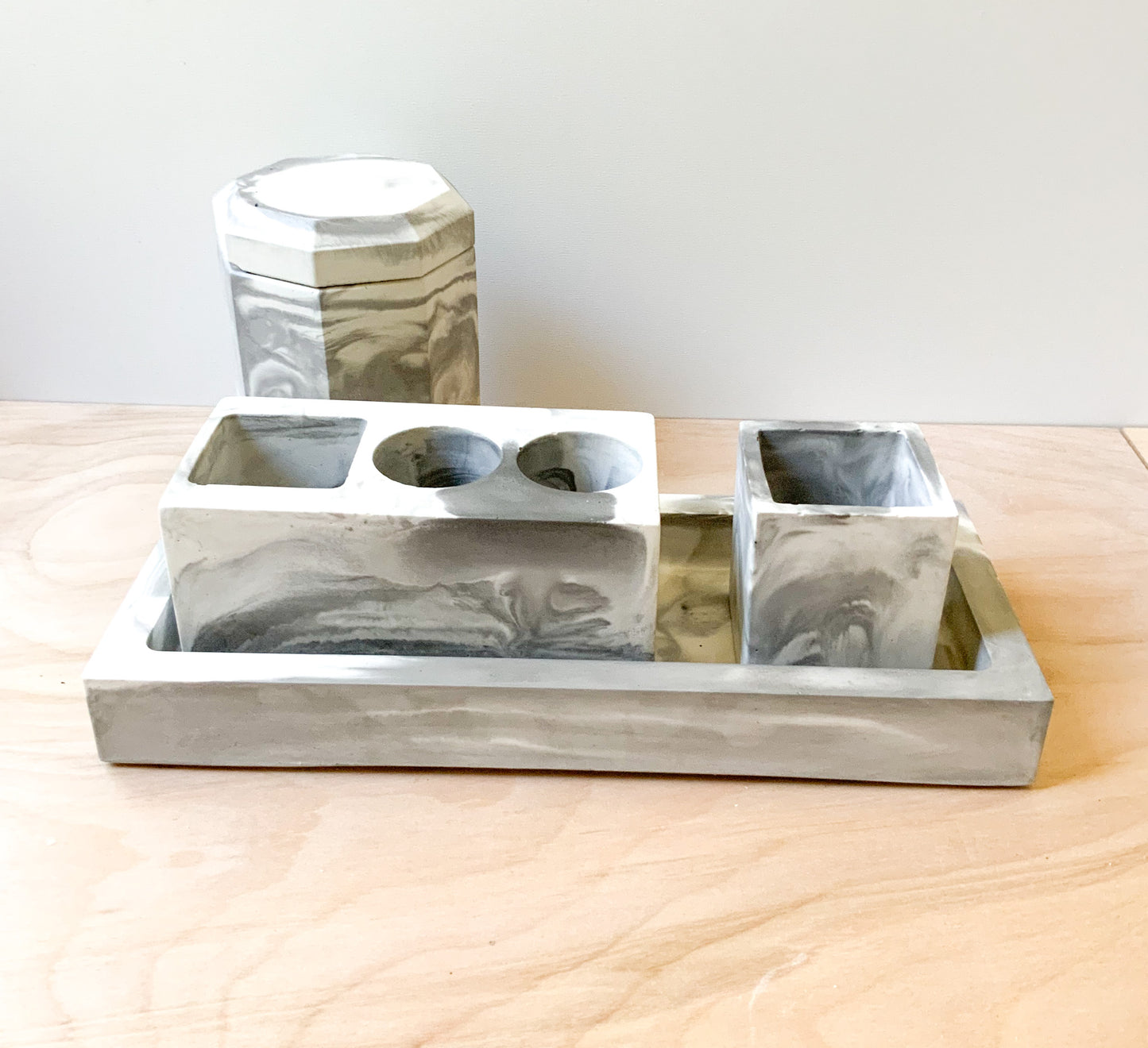 Large Modern Concrete Rectangle Tray for Bathroom Candle Trinket Catchall Storage