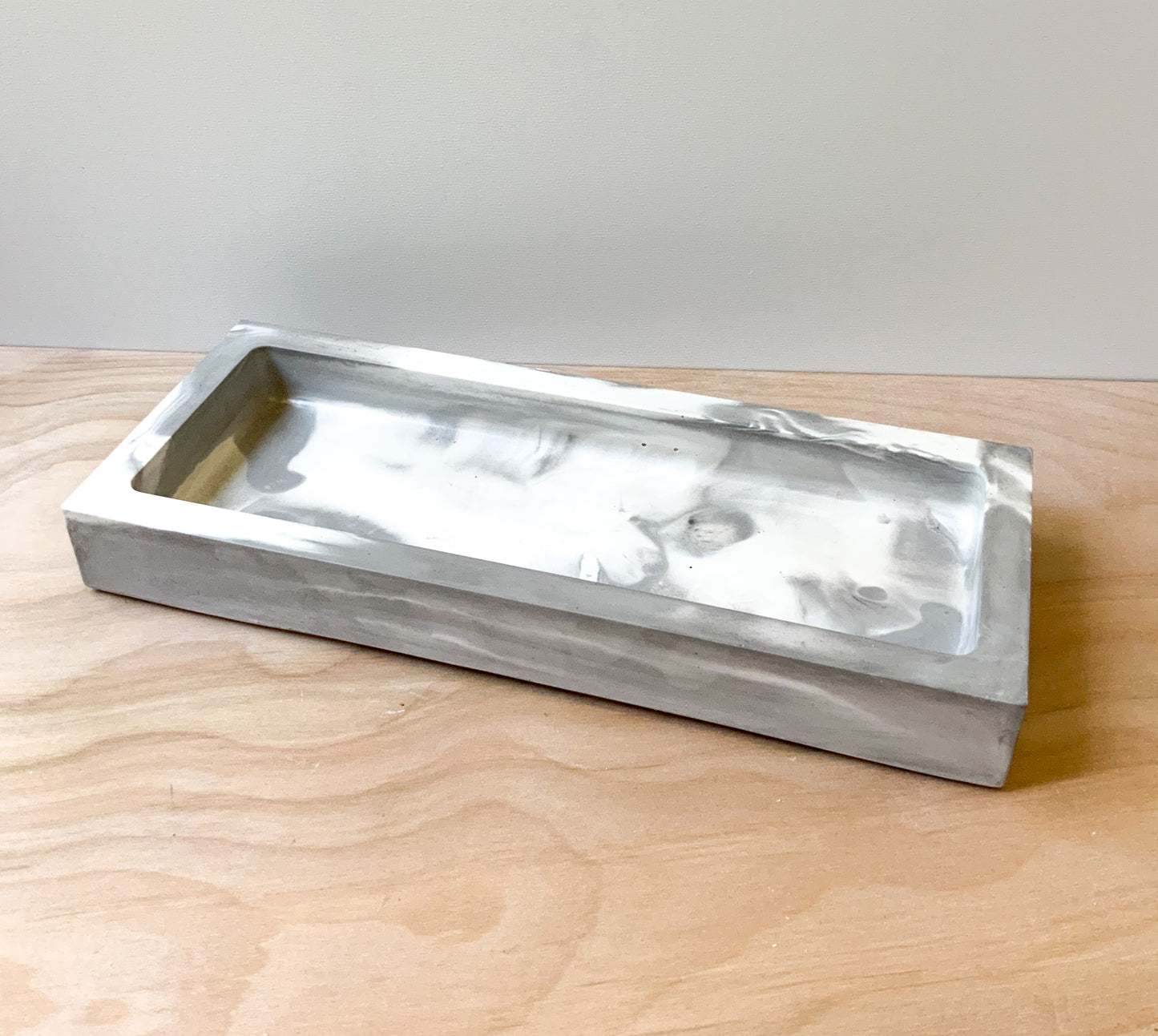 Large Modern Concrete Rectangle Tray for Bathroom Candle Trinket Catchall Storage