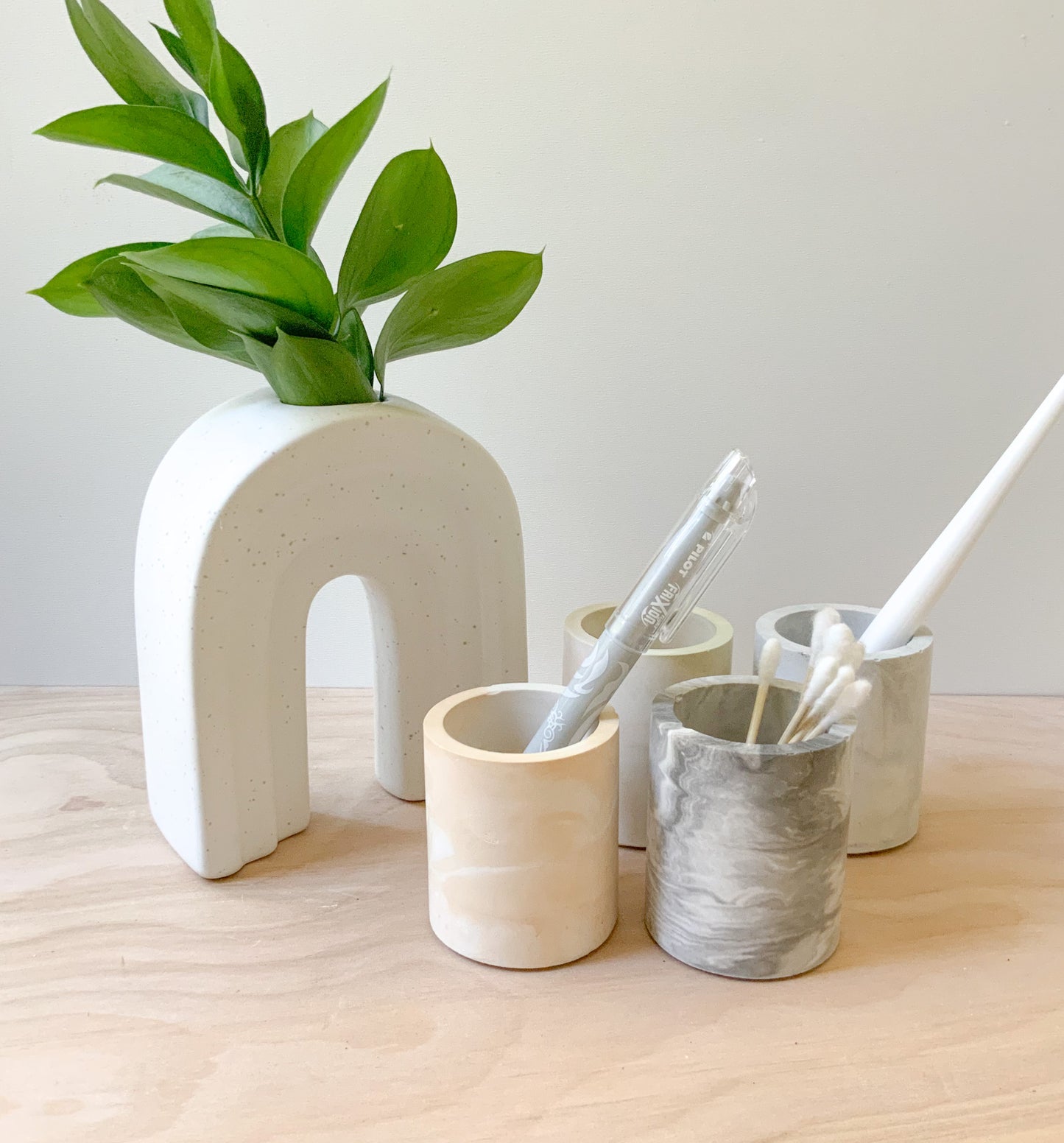 Small Concrete Cup for Desk and Bathroom Storage, Minimalist Home Decor