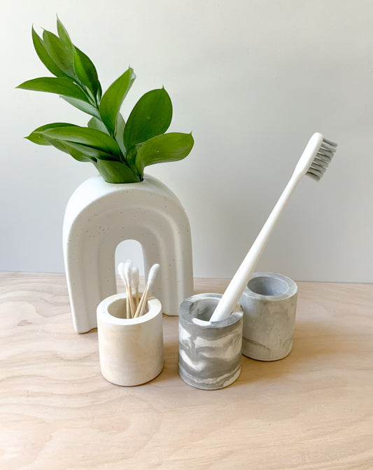 Minimalist Concrete Toothbrush Holder and Razor Stand for Modern Bathroom Decor