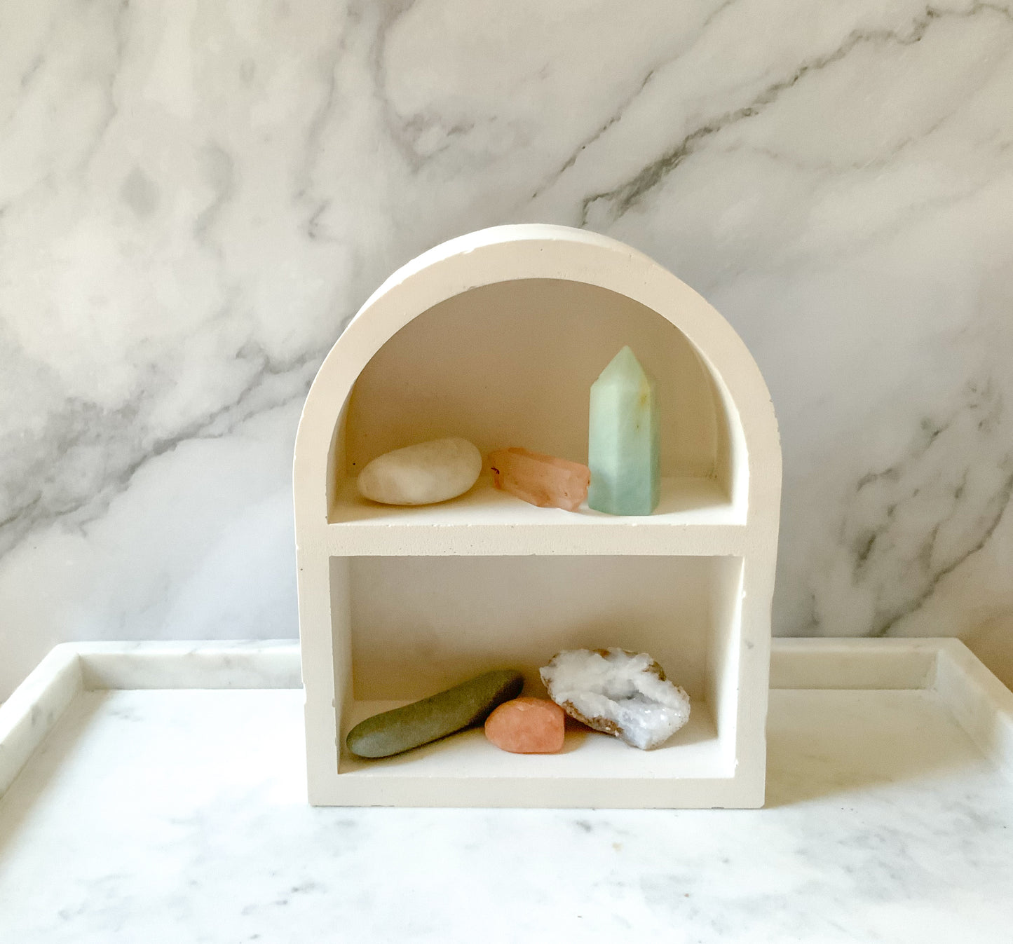 Minimalist Arch Shelf: Elegant Display Stand for Miniatures, Curios & Altar Items - Tabletop or Wall Decor