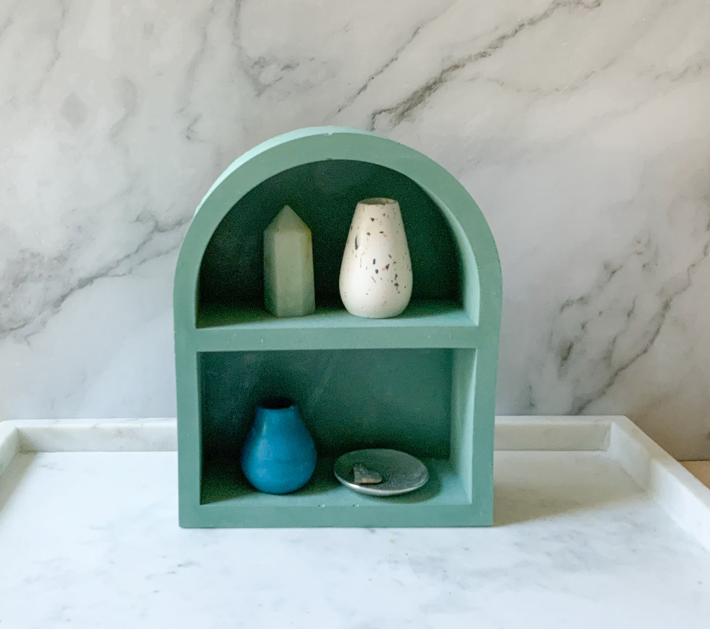 Minimalist Arch Shelf: Elegant Display Stand for Miniatures, Curios & Altar Items - Tabletop or Wall Decor