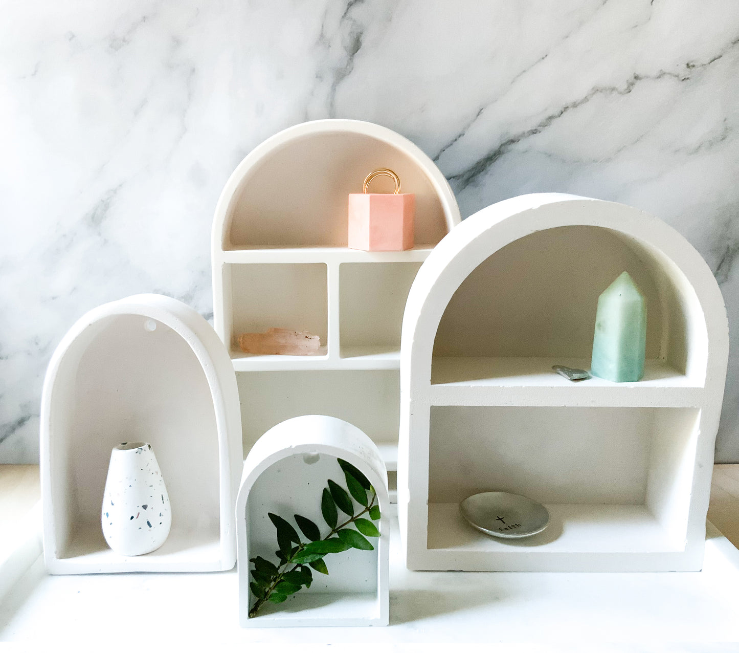 Minimalist Arch Shelf: Elegant Display Stand for Miniatures, Curios & Altar Items - Tabletop or Wall Decor