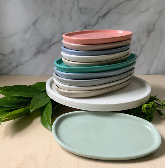 Concrete Oval Tray | candle catch all | Plant tray