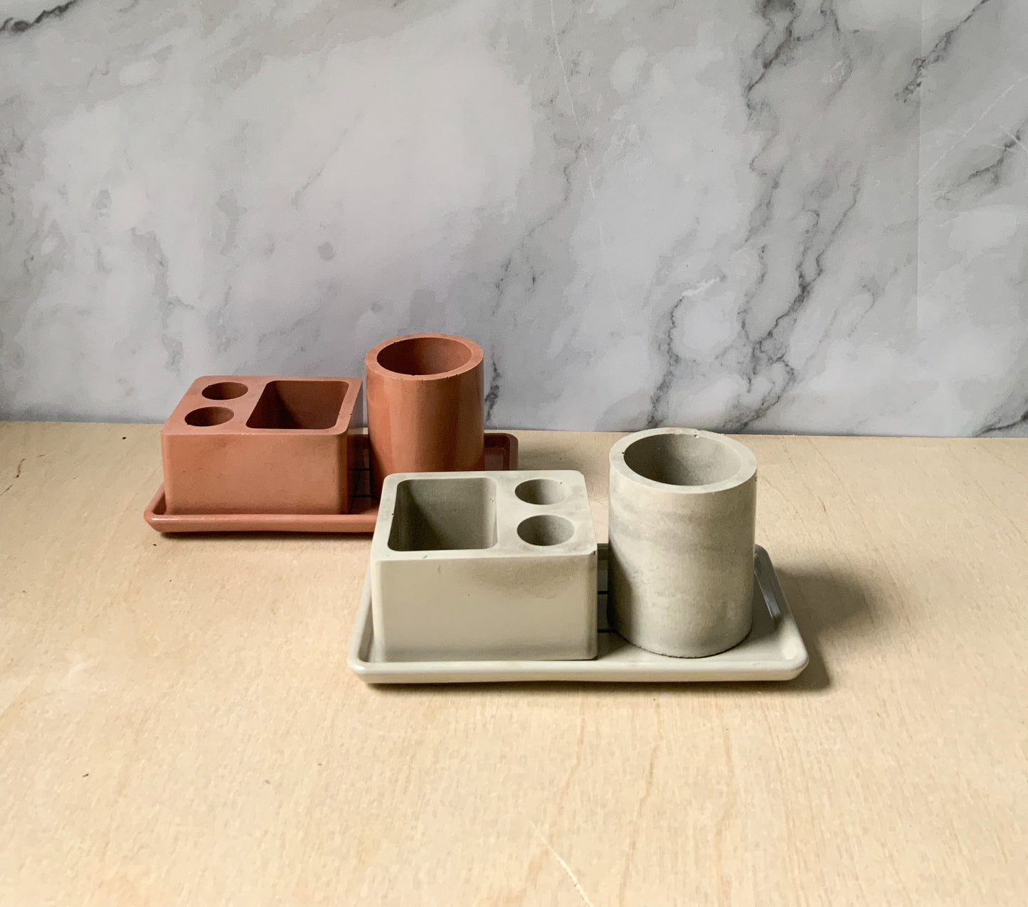 Concrete Bathroom Accessory Set- Medium