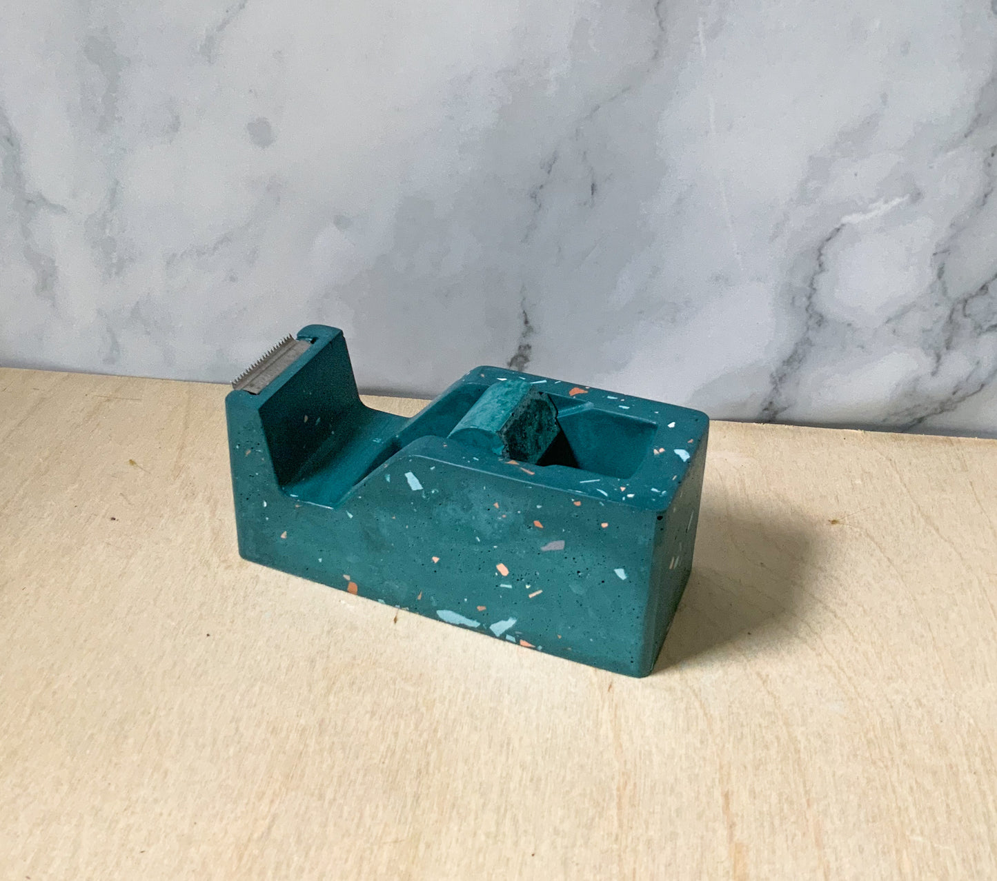 Tape Dispenser Terrazzo for Desk, Modern Concrete Office Decor